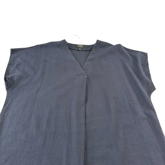 Banana Republic Linen Blend Navy Blue Minimalist Kaftan Midi Dress, M‎ - Picture 5 of 9